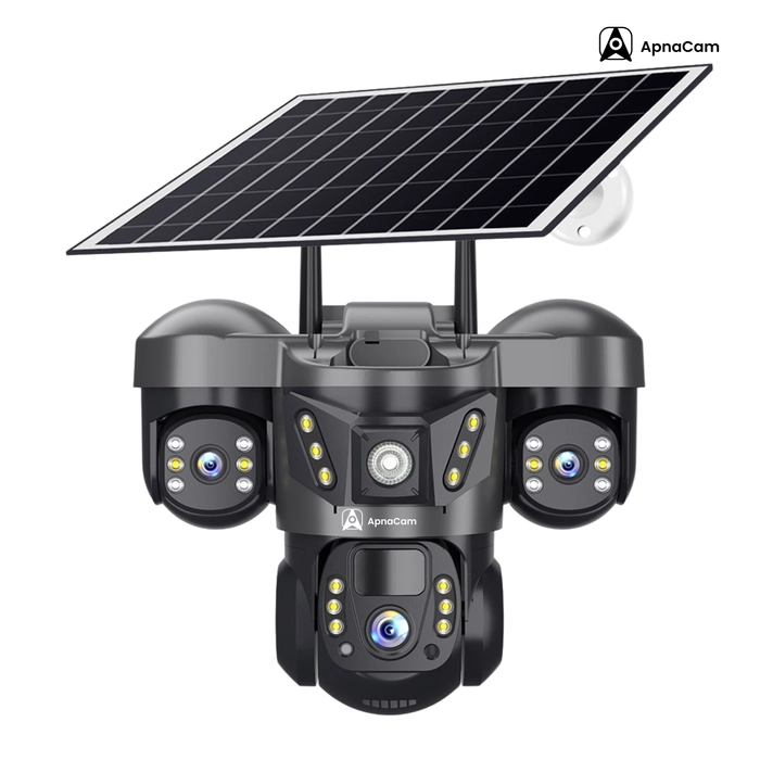 Solar Security CCTV Camera 3 Lenses Wi-Fi